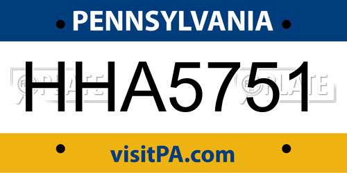 HHA5751 Pennsylvania License Plate