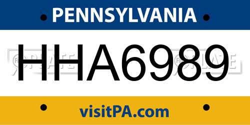 HHA6989 Pennsylvania License Plate