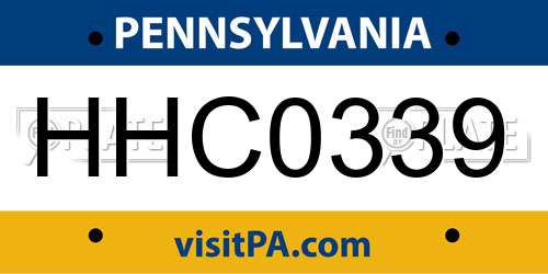 HHC0339 Pennsylvania License Plate