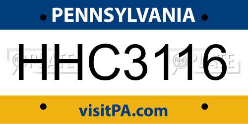 HHC3116 Pennsylvania License Plate
