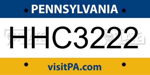 HHC3222 Pennsylvania License Plate