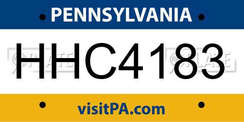 HHC4183 Pennsylvania License Plate