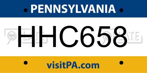 HHC658 Pennsylvania License Plate