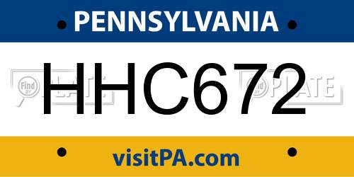 HHC672 Pennsylvania License Plate