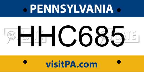 HHC685 Pennsylvania License Plate