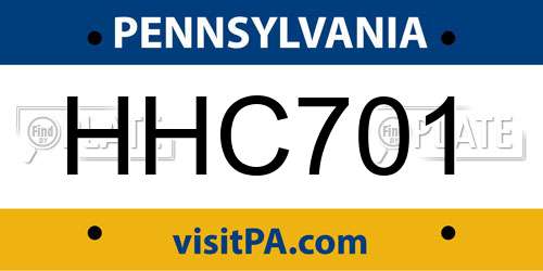HHC701 Pennsylvania License Plate
