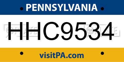 HHC9534 Pennsylvania License Plate