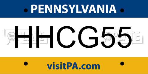 HHCG55 Pennsylvania License Plate