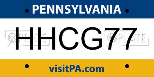 HHCG77 Pennsylvania License Plate