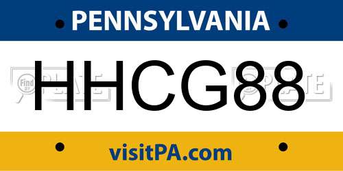 HHCG88 Pennsylvania License Plate