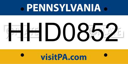 HHD0852 Pennsylvania License Plate