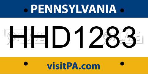 HHD1283 Pennsylvania License Plate