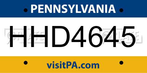 HHD4645 Pennsylvania License Plate