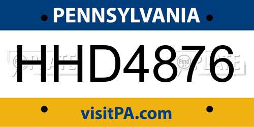 HHD4876 Pennsylvania License Plate