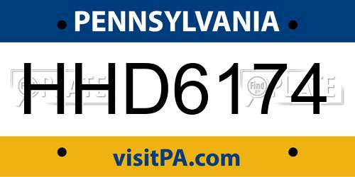 HHD6174 Pennsylvania License Plate
