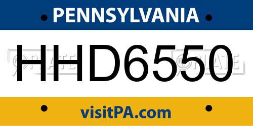 HHD6550 Pennsylvania License Plate