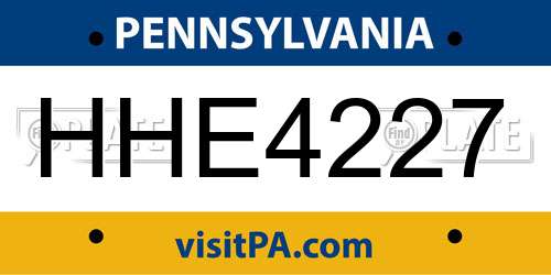 HHE4227 Pennsylvania License Plate