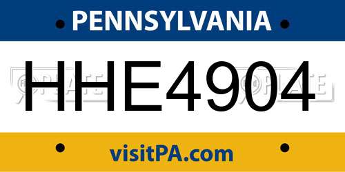 HHE4904 Pennsylvania License Plate