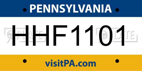 HHF1101 Pennsylvania License Plate