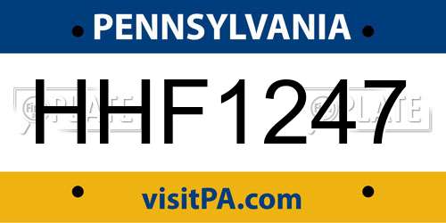 HHF1247 Pennsylvania License Plate