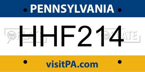 HHF214 Pennsylvania License Plate