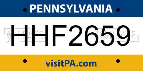 HHF2659 Pennsylvania License Plate