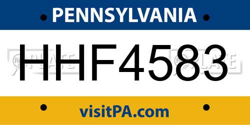 HHF4583 Pennsylvania License Plate