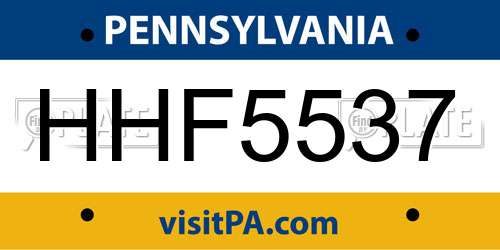 HHF5537 Pennsylvania License Plate