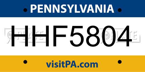 HHF5804 Pennsylvania License Plate