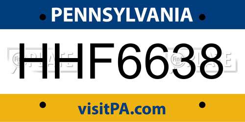 HHF6638 Pennsylvania License Plate