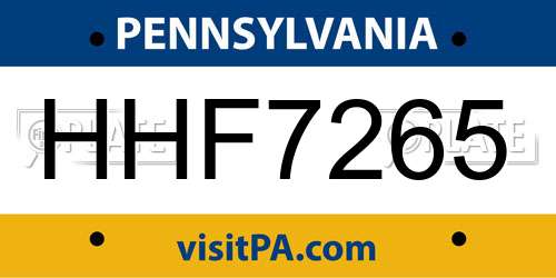 HHF7265 Pennsylvania License Plate