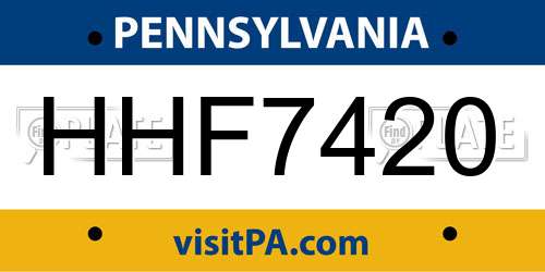 HHF7420 Pennsylvania License Plate