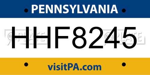 HHF8245 Pennsylvania License Plate