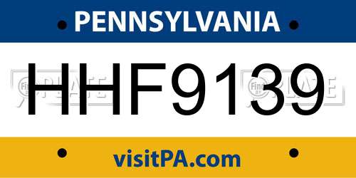 HHF9139 Pennsylvania License Plate