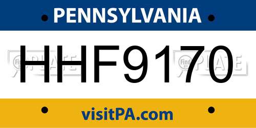 HHF9170 Pennsylvania License Plate