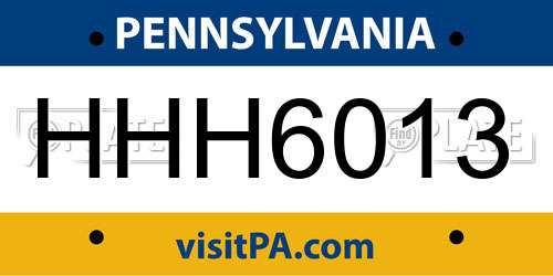 HHH6013 Pennsylvania License Plate