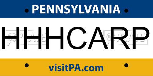 HHHCARP Pennsylvania License Plate