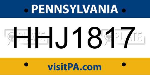 HHJ1817 Pennsylvania License Plate