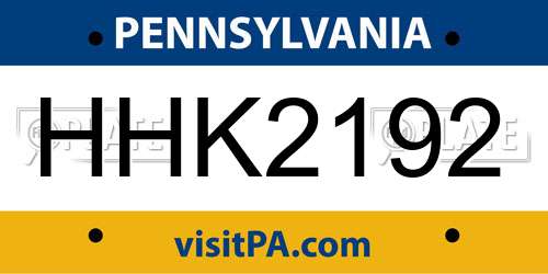 HHK2192 Pennsylvania License Plate