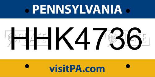 HHK4736 Pennsylvania License Plate