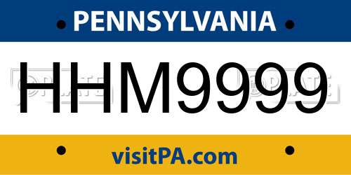 HHM9999 Pennsylvania License Plate
