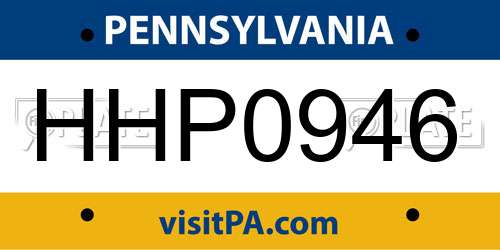 HHP0946 Pennsylvania License Plate
