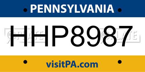 HHP8987 Pennsylvania License Plate