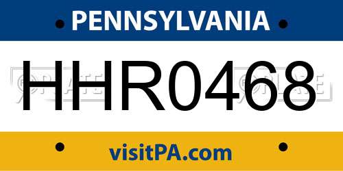 HHR0468 Pennsylvania License Plate