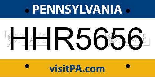 HHR5656 Pennsylvania License Plate
