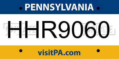 HHR9060 Pennsylvania License Plate