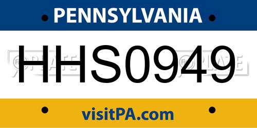 HHS0949 Pennsylvania License Plate
