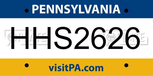 HHS2626 Pennsylvania License Plate