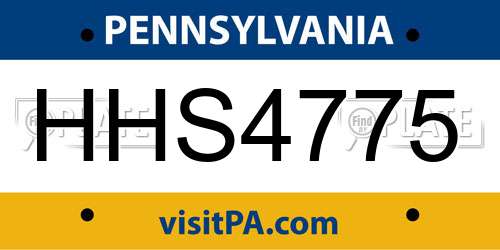 HHS4775 Pennsylvania License Plate
