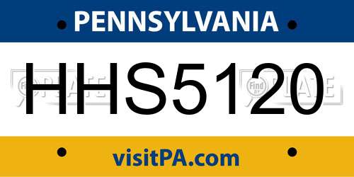 HHS5120 Pennsylvania License Plate